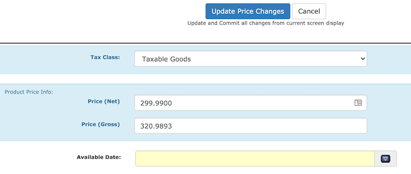 Products Price Manager edit